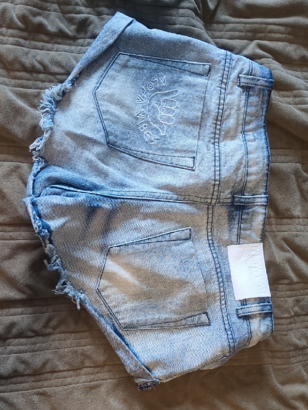 Spiritual Gangster Light Blue Denim Jean Shorts - Picture 3 of 6